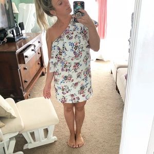 White floral one shoulder dress NWT